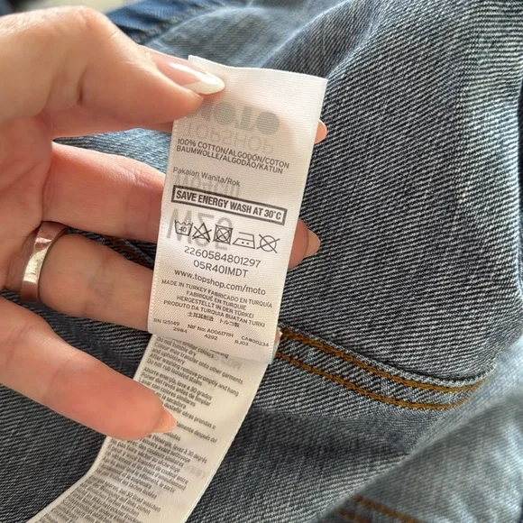 Topshop Moto Women's Blue Jeans Skirt Button-up - Picture 5 of 5